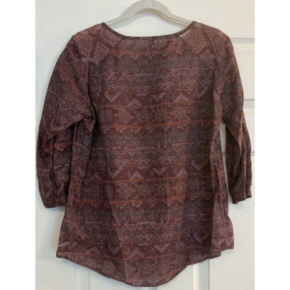 Kuhl Top Womens Size Large Flora 3/4 Shirt in Hyacinth Geometric Bohemian Tunic - Picture 2 of 14